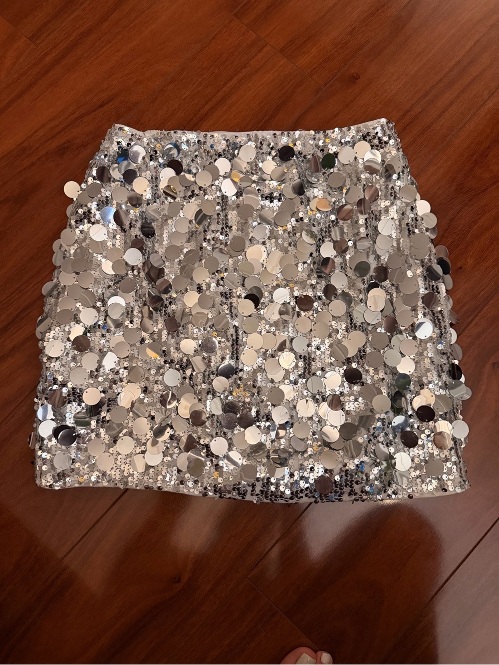Silver Sequin Disc Mini Skirt - Women